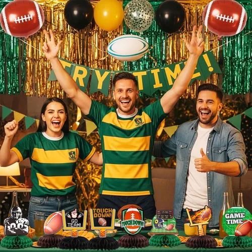 Vista 4 de TONIFUL Decoraciones para fiestas de fútbol, centros de mesa de panal de abeja, decoración de mesa de tiempo de juego, suministros de fiesta