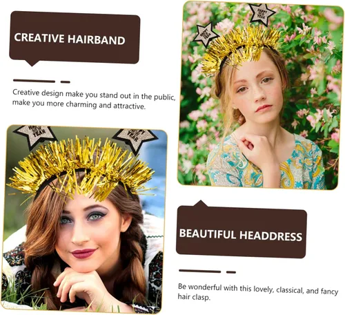 Vista 4 de jojofuny 4pcs Holiday Decorations New Year Headwear New Year Tiara 2023 Head Hoops 2022 Xmas Christmas Headbands 2022 Birthday Headband Chrismas