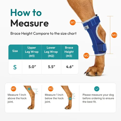 Vista 8 de Dog Leg Brace for Hock Joint, Dog Splint Ankle for Arthritis, Sprains S Azul