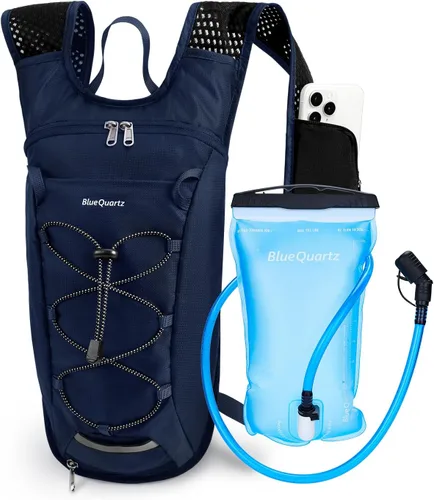 Vista 12 de Blue Quartz Mochila de hidratación con bolsa de agua de 2 L, mochila de agua de senderismo para mujeres y hombres, mochila ligera de ciclismo