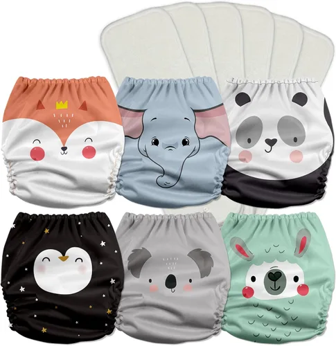 Vista 2 de Mama Koala 3.0 Pañales de tela para bebé con 6 inserciones, con 6 inserciones de algodón de cáñamo Bboo de 6 capas