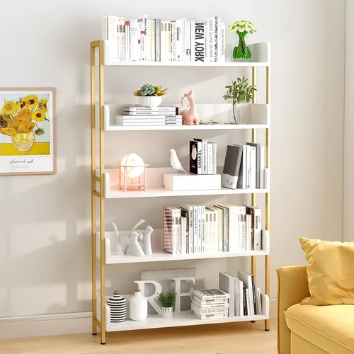 Vista 11 de Estantería de Libros Abierta y Amplia - Moderna Estantería de Libros de Exhibición de Pie de 3 Niveles con Paneles de Tres Lados para Hogar y Blanco