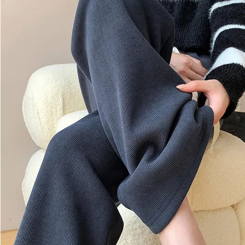 Vista 3 de HJYUZP Womens Joggers Women's Wide Leg Pants Autumn Winter with Fleece Straight Tube Corduroy Sweatpants for Women Trendy