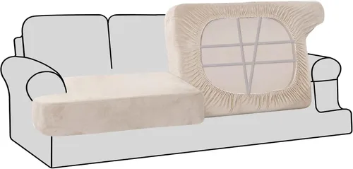 Vista 46 de H.VERSAILTEX Fundas de terciopelo elástico para silla con cojín en forma de T para sala de estar, funda de sofá, funda de asiento con cojín