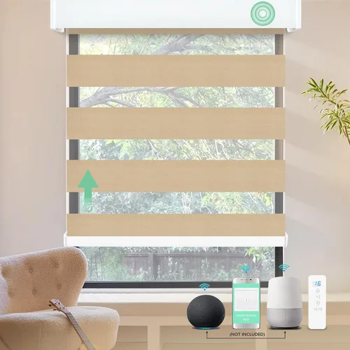 Vista 10 de MING CHEN Persianas motorizadas con control remoto, motor recargable integrado, persianas eléctricas automáticas de cebra compatibles con Alexa