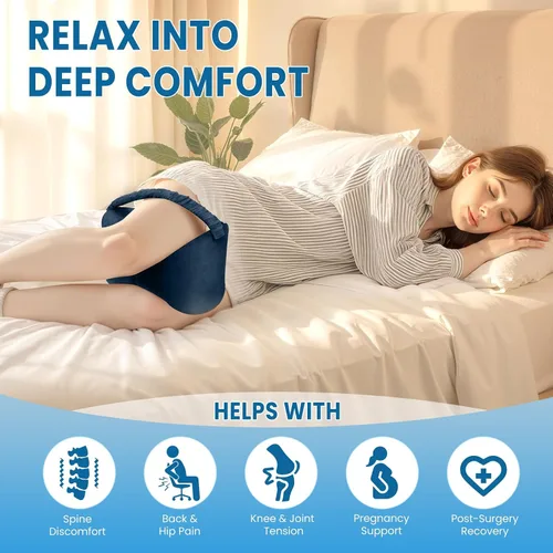 Vista 6 de Almohada de rodilla para personas que duermen de lado con correa, almohada de espuma viscoelástica de apoyo para las piernas para dormir de lado