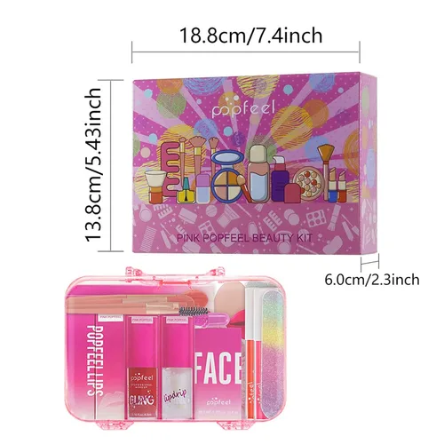 Vista 6 de Kit de maquillaje todo en uno rosa intenso para mujeres, kit completo, regalo de maquillaje para el día de la madre, para mujeres y niñas, paquete