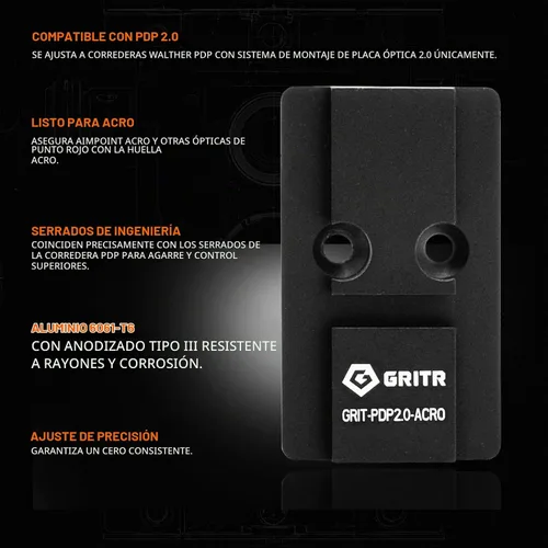 Vista 2 de GRITR Placa adaptadora óptica para Walther PDP 2.0 - Múltiples huellas