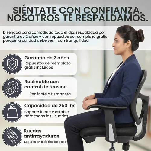 Vista 7 de Silla de dibujo con anillo para el pie, taburete de redacción con respaldo de malla, altura ajustable, brazos extraíbles silla giratoria para Negro