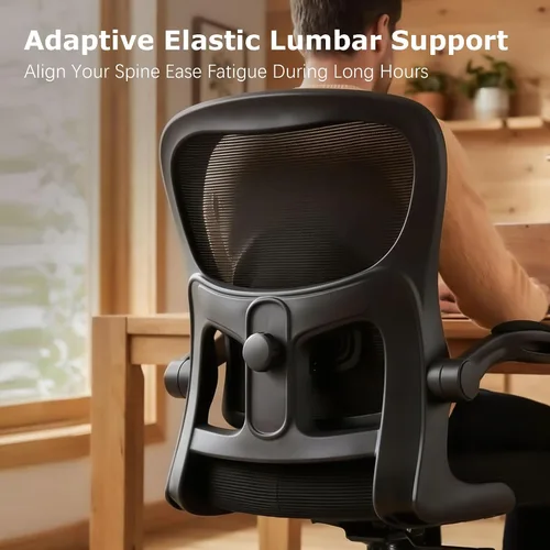 Vista 5 de AreShark Silla de oficina ergonómica, cómoda silla de escritorio con soporte lumbar ajustable, silla de computadora de malla con ruedas