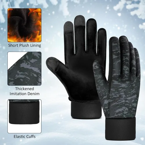 Vista 2 de Guantes de ciclismo cálidos de invierno para hombre, pantalla táctil térmica, ligeros, para clima frío, delgados, resistentes al viento, para mujer