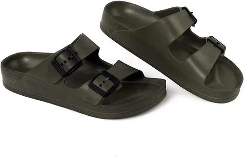 Vista 6 de LuffyMomo - Sandalias ajustables: de pata de gallo o con doble hebilla para mujer, material EVA, cómoda base Verde militar-a