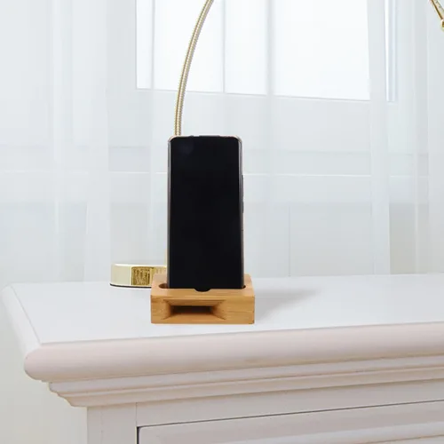 Vista 9 de Soporte de madera de bambú para teléfono con amplificador de sonido, soporte universal de escritorio para ver videos y llamadas, compacto, 3.9 x 2.4
