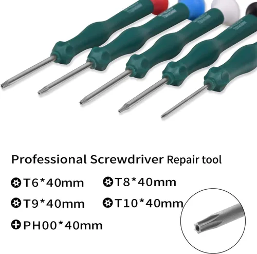 Vista 4 de JAOYSTII T6 T8 T9 T10 Xbox One Juego de destornilladores de seguridad 9 en 1 Torx Kit de herramientas de reparación de destornilladores de seguridad