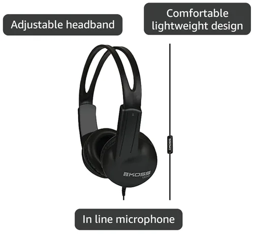 Vista 6 de Koss UR10i - Auriculares ligeros con cable, color negro