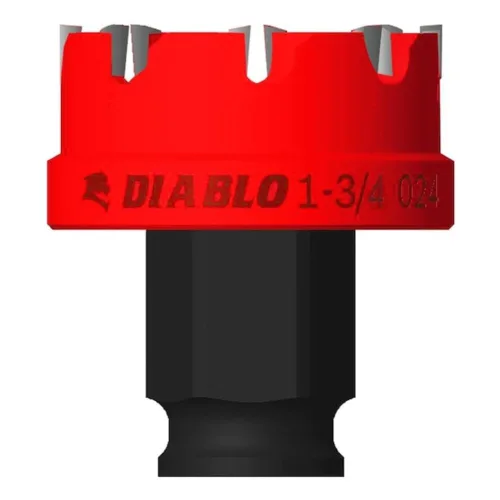 Vista 6 de Diablo Cortador de agujeros de dientes de carburo Demon de acero con sistema de mandril de bloqueo a presión, ideal para perforar agujeros precisos