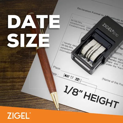 Vista 4 de ZIGEL D10 Office Date Stamp - Sello de fecha autoentintado - Negro