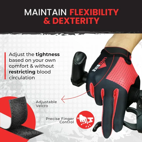 Vista 8 de Guantes de bicicleta para hombres y mujeres con almohadilla antideslizante que absorbe los golpes, guantes de ciclismo ligeros para dedos completos