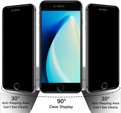 Vista 3 de Protector de pantalla de privacidad para iPhone SE 3/SE 2022/SE 2/SE 2020/8/7 Vidrio templado antiespía, antiespía, antiarañazos, sin burbujas