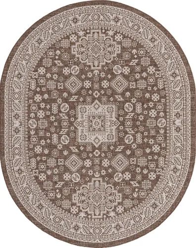 Vista 44 de Unique Loom Outdoor Aztec Collection Alfombra de área, Chalca (5 pies 3 pulgadas, octágono, aguamarina/marfil)