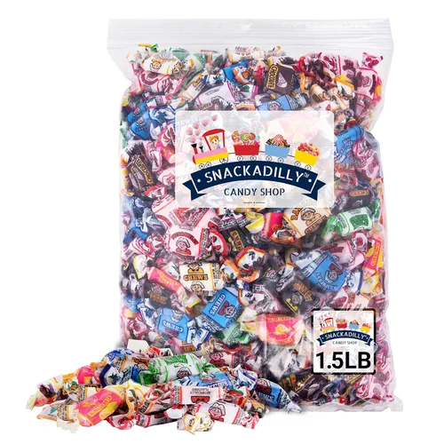 Vista 5 de Bolsas a granel de masticables de fruta de 2 libras "348 masticables" - ¡Muchos incluidos los ácidos! - Frambuesa azul, plátano, sandía, manzana