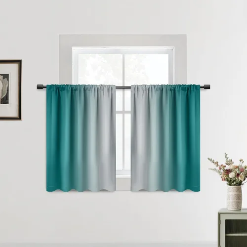 Vista 10 de SimpleHome Cortinas Pequeñas Negras Impermeables con Bolsillo para Barra Suave para Cocina, Cortinas Impermeables con Bolsillo para Barra