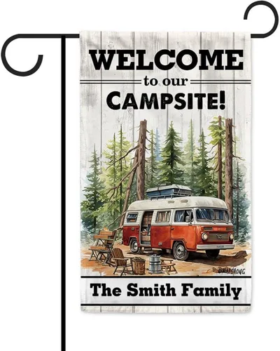 Vista 19 de Custom Welcome to Our Campsite Flag RV Camping Decor 12.5"x18" R26 Style 1
