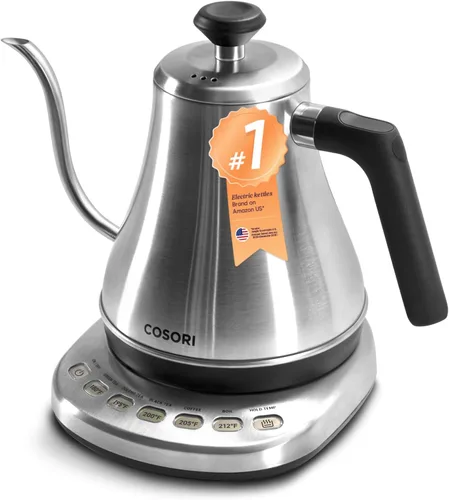 Vista 7 de COSORI Hervidor eléctrico de cuello de cisne con 5 ajustes preestablecidos de control de temperatura, hervidor para vertido sobre café y té