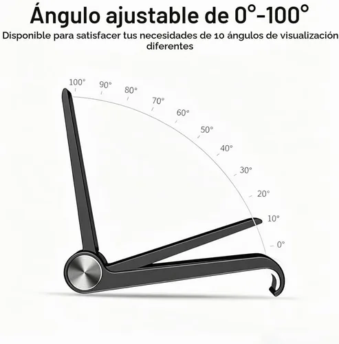 Vista 3 de Soporte para tableta, soporte plegable ajustable para teléfono celular, compatible con la mayoría de iPad y teléfonos inteligentes, accesorio