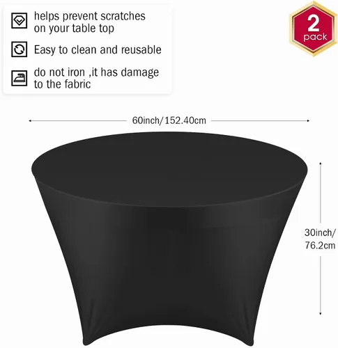 Vista 2 de Buryeah Mantel redondo elástico de 5 pies de elastano, lavable a máquina, 60 pulgadas, mantel elástico ajustable para mesa redonda para bodas