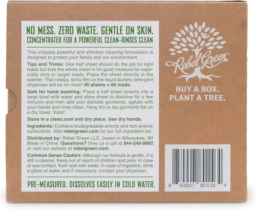 Vista 8 de Rebel Green Hojas de detergente para ropa ecológicas pequeñas pero