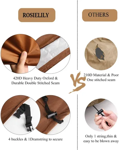 Vista 7 de RosieLily Fundas para sillas de patio con respaldo alto, impermeables, apilables, para taburetes de bar al aire libre, fundas beige para muebles