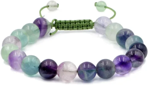 Vista 7 de AD Beads - Pulseras de gemas naturales de 0.39 pulgadas, cristales de sanación, macramé ajustable de 7 a 9 pulgadas