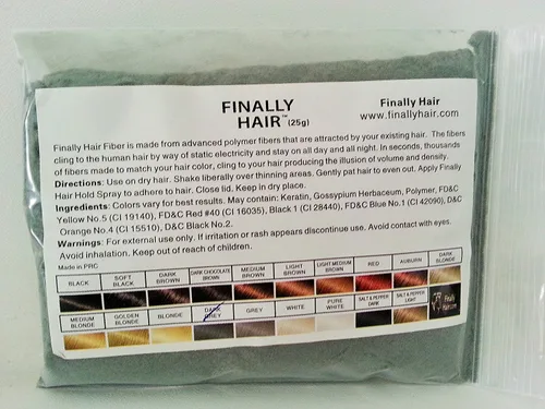 Vista 6 de Fibras de queratina para construir cabello Finally Hair, repuesto de 0.88 onzas, Negro