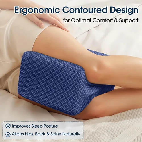 Vista 3 de BlissTrends Almohada de rodilla de espuma viscoelástica, almohada de rodilla para dormir de lado, almohadas de piernas para dormir circulación