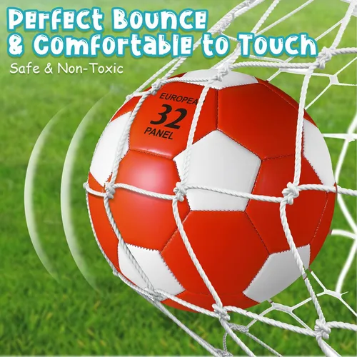 Vista 5 de Jexine Balón de fútbol a granel con inflador, tamaño oficial, para interiores y exteriores, suave, regalo deportivo para niños, adolescentes