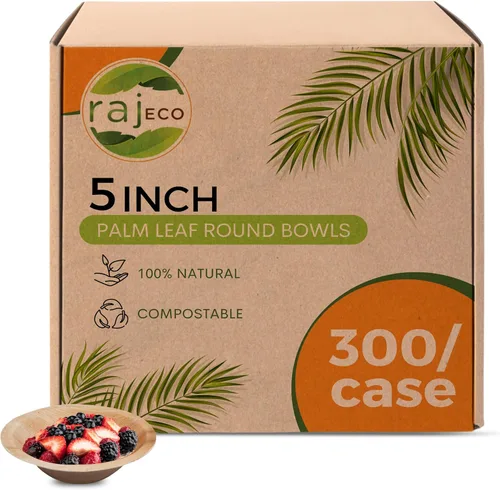Vista 13 de Raj Unique Collection 7.5" Cuencos redondos de hoja de palma, mejores que cuencos de bambú y papel, desechables, compostables, biodegradables