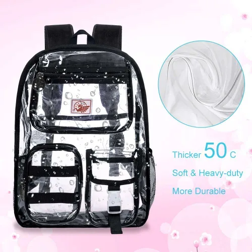 Vista 3 de Mochila transparente, resistente bolsa transparente para mujeres y hombres Heavy Duty