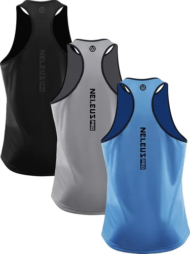 Vista 19 de NELEUS - Paquete de 3 camisetas sin mangas, con espalda en Y, Dri-Fit, para hombre, para gimnasio