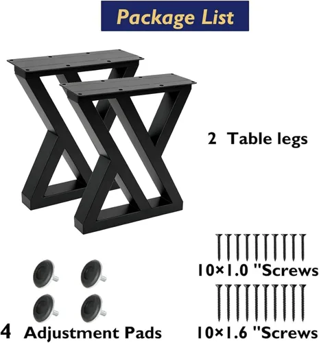 Vista 4 de Patas de mesa auxiliar de 16 pulgadas de alto, patas de banco de metal modernas, base de mesa auxiliar industrial triangular resistente, bases