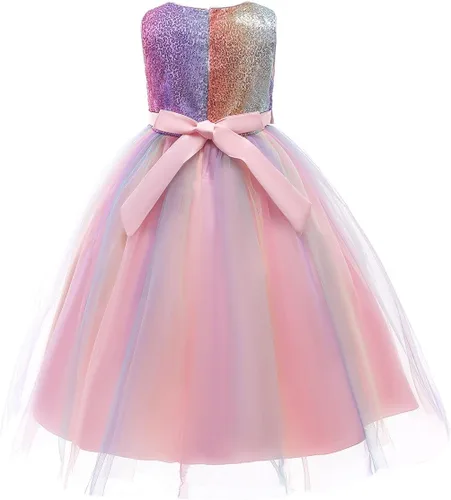 Vista 6 de REXREII Vestido de tul sin mangas para fiesta de unicornio para niñas, disfraz de carnaval, princesa, cumpleaños, Navidad, vestido largo
