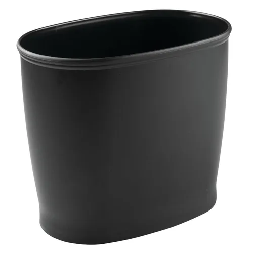 Vista 6 de mDesign - Papelera ovalada de plástico, moderna y de tamaño conveniente, para baño, cocina, cuarto de servicio, hogar, oficina, dormitorios. Negro