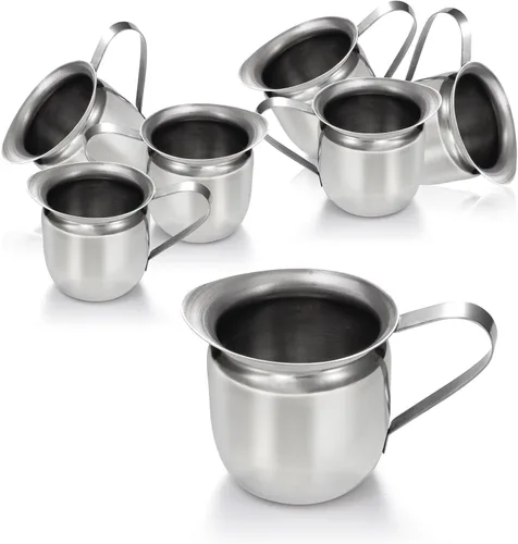 Vista 8 de Fit Meal Prep [Paquete de 6] Jarra de crema de 3 onzas, cremas de campana de acero inoxidable, mini recipiente para servir leche, crema de café