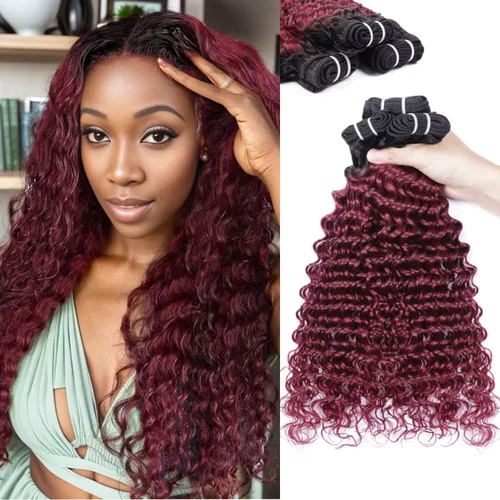 Vista 23 de Manojos de cabello humano ondulado profundo de 12, 14, 16 pulgadas, paquetes de ondas de agua, 100% sin procesar, 10A, cabello humano virgen