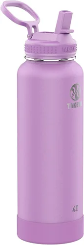Vista 42 de Takeya Actives - Botella de agua con tapa con popote, duradera y de fácil cuidado, con aislamiento de acero inoxidable, tapa sin BPA con asa