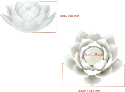 Vista 8 de Cerámica Lotus Petals Style Flower Candle Holder Tea Lights Holder Hogar & Decoración de mesa (blanco)