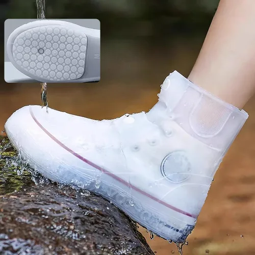 Vista 8 de SooGree Fundas impermeables para botas de lluvia, protectores de silicona para zapatos, control de arena, antideslizantes, plegables, reutilizables