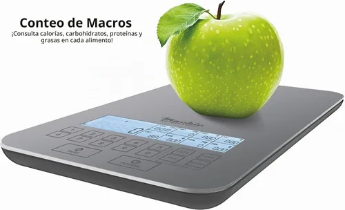 Vista 4 de Báscula nutricional de NutraTrack™ con vidrio de grado alimenticio, perfecta para contar calorías, preparación de comidas y pérdida