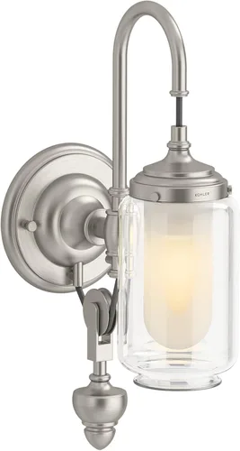 Vista 7 de KOHLER Artifacts - Lámpara de tocador de baño, aplique de pared, solo luz descendente, certificación UL, 1 luz, ajustable, bronce cepillado vibrante