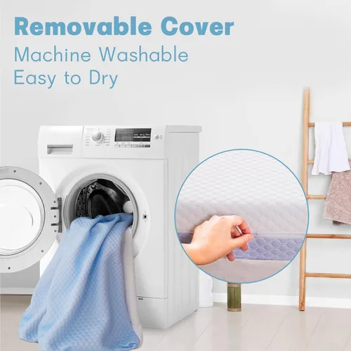 Vista 7 de Colchón mini para cuna, colchón de espuma viscoelástica de doble cara de 38 x 24 x 4 pulgadas, con funda extraíble transpirable, se adapta a